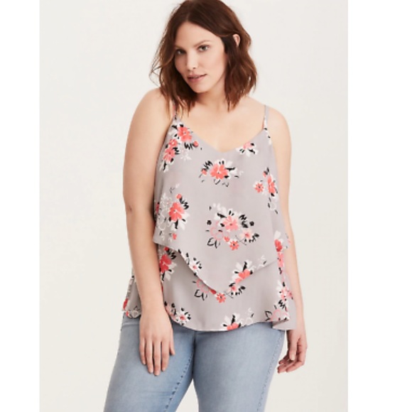 torrid Tops - Torrid gray floral layered tank 0 0X XL torrid Tops - Torrid gray floral layered tank 0 0X XL
